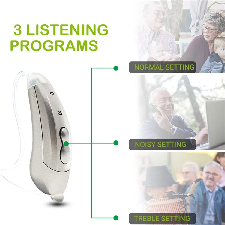 S601 Left Ear Elderly 6-Channel Sound Amplifier Digital Hearing Aid Headset for Elderly, Seniors, Adults - Graphite Grey