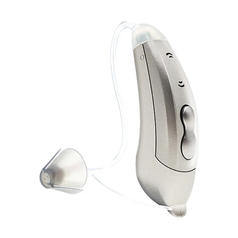 S601 Left Ear Elderly 6-Channel Sound Amplifier Digital Hearing Aid Headset for Elderly, Seniors, Adults - Pearl Grey