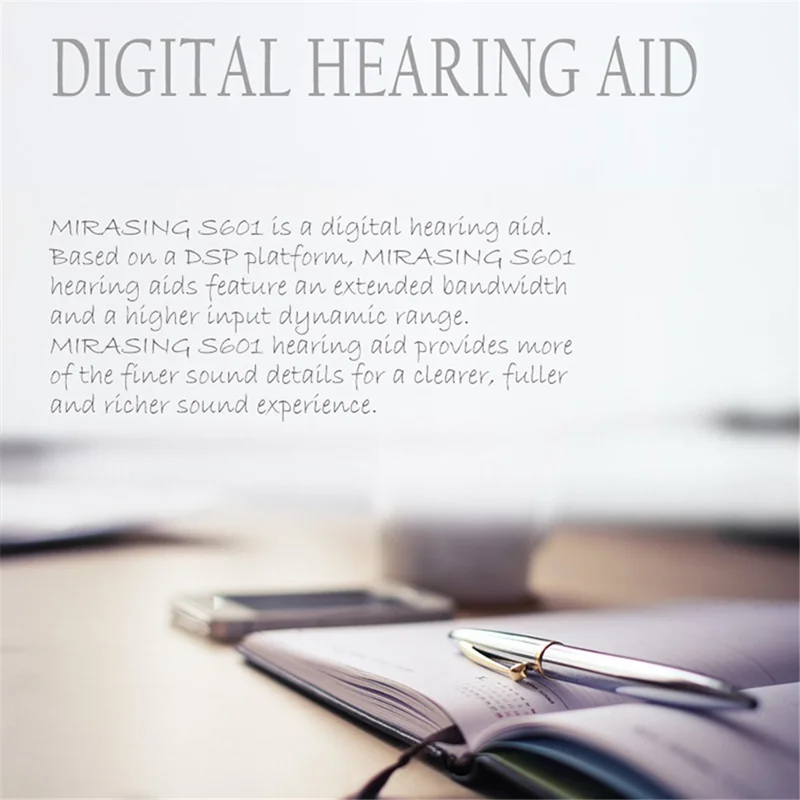 S601 Left Ear Elderly 6-Channel Sound Amplifier Digital Hearing Aid Headset for Elderly, Seniors, Adults - Pearl Grey