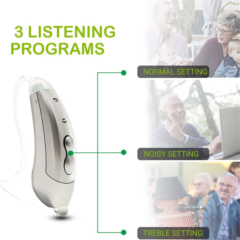 S601 Left Ear Elderly 6-Channel Sound Amplifier Digital Hearing Aid Headset for Elderly, Seniors, Adults - Pearl Grey