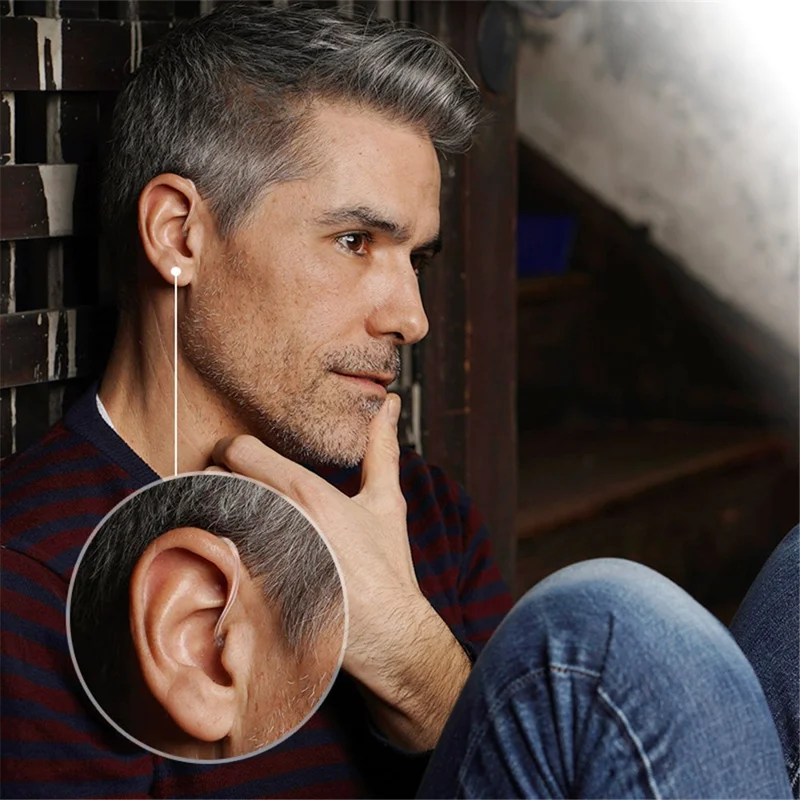 S601 Left Ear Elderly 6-Channel Sound Amplifier Digital Hearing Aid Headset for Elderly, Seniors, Adults - Pearl Grey