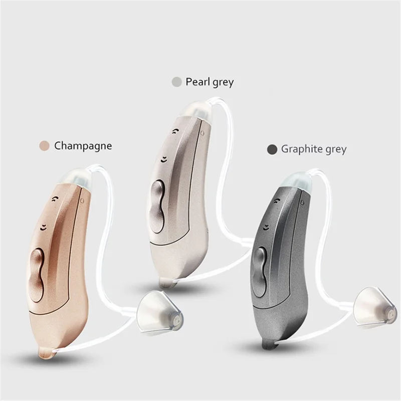 S601 Left Ear Elderly 6-Channel Sound Amplifier Digital Hearing Aid Headset for Elderly, Seniors, Adults - Pearl Grey