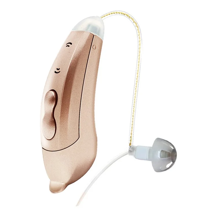 V885P Left Ear Elderly / Deaf People Hearing Aid RIC Seniors Self-Adaptive Feedback System Digital Sound Amplifier Headset - Champagne