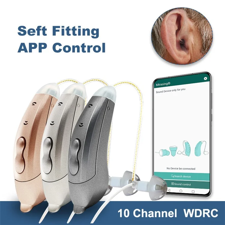 SF101 Right Ear Digital RIC Sound Amplification Device Headset  Elderly / Deaf People Hearing Aid 10-Channel Bluetooth-compatible Sound Amplifier - Graphite Grey