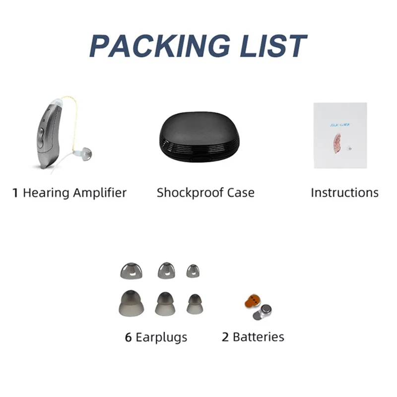 SF101 Left Ear Bluetooth-compatible Hearing Aid 10-Channel Sound Amplifier Digital RIC Sound Amplification Device with 6 Earplugs for Elderly / Deaf People - Graphite Grey