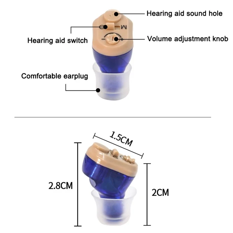 Hearing Aid for Seniors and Adults Rechargeable Hearing Aid Invisible Hearing Amplifier Sound Amplifier - Blue