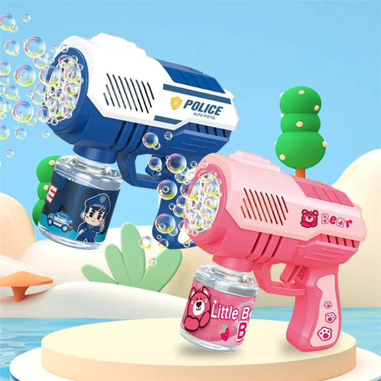 Máquina de Bolhas Elétrica de 10 Furos para Crianças, Pistola de Bolhas Automática com Luz - 9960 / Rosa