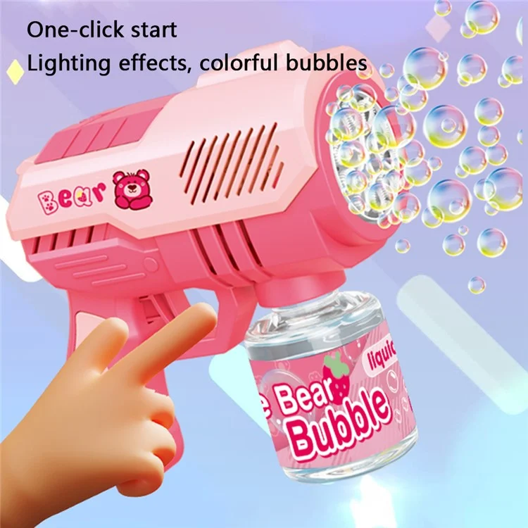 Máquina de Bolhas Elétrica de 10 Furos para Crianças, Pistola de Bolhas Automática com Luz - 9960 / Rosa