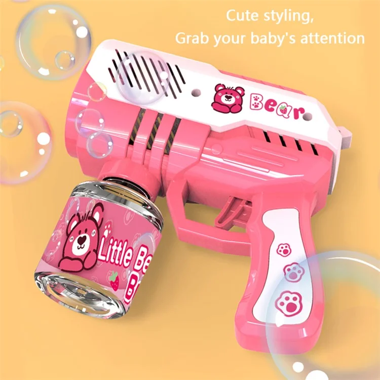 Máquina de Bolhas Elétrica de 10 Furos para Crianças, Pistola de Bolhas Automática com Luz - 9960 / Rosa