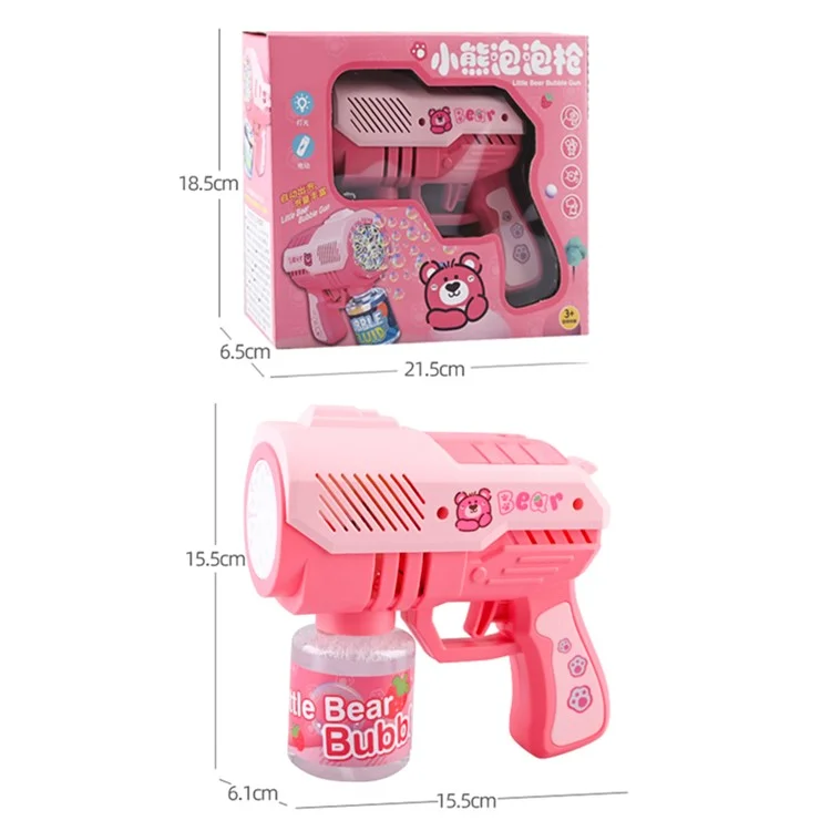Máquina de Bolhas Elétrica de 10 Furos para Crianças, Pistola de Bolhas Automática com Luz - 9960 / Rosa