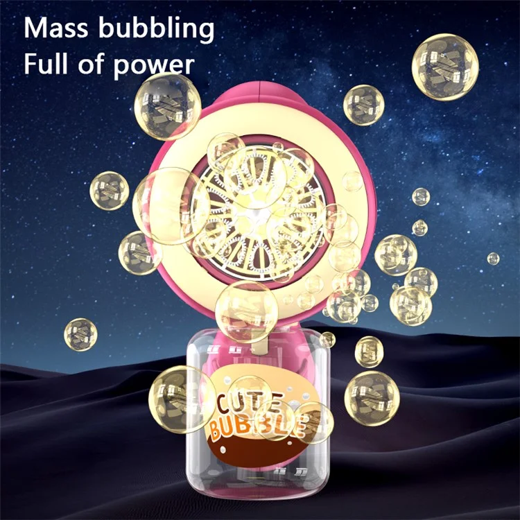622 Cartoon Bear Pattern Electric Bubble Gun Kids Toy Soap Bubbles Generator with Light - Roxo Avermelhado