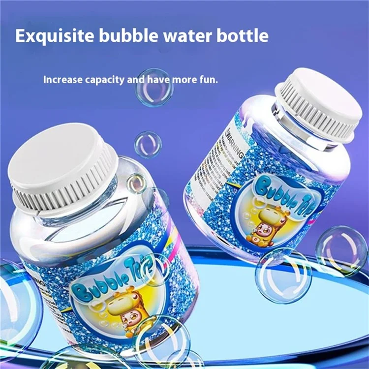Máquina de pistola de burbujas con 1 botella de solución de recarga para niños, soplador de burbujas automático con luz LED, regalo para juegos al aire libre - Azul