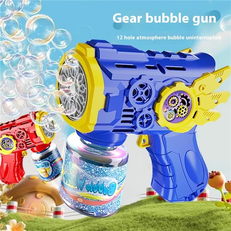 Pistolet à bulles avec 1 recharge de solution pour enfants, souffleur de bulles lumineux automatique pour jeux extérieurs - Rouge
