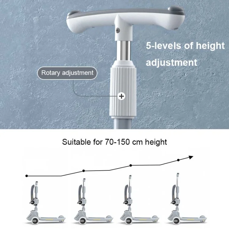 Trottinette 3 en 1 pour enfants avec siège, hauteur réglable et pliable, pour enfants de 1 à 12 ans - Gris foncé