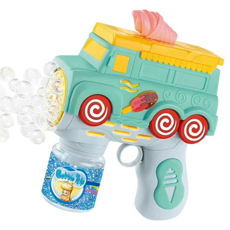 Machine à bulles 333-38 pour enfants, style Camion de glace, Pistolet à bulles automatique à main - Vert