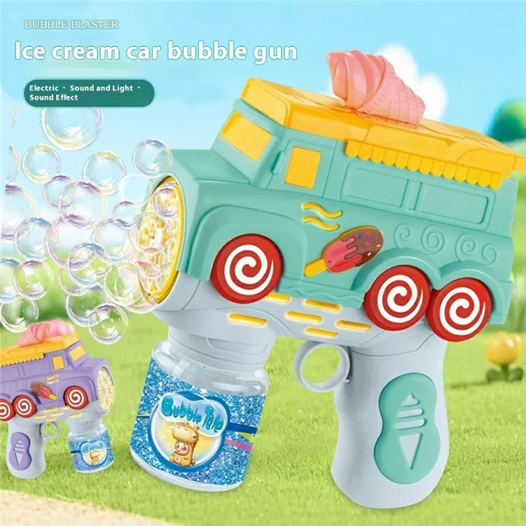 Machine à bulles 333-38 pour enfants, style Camion de glace, Pistolet à bulles automatique à main - Vert