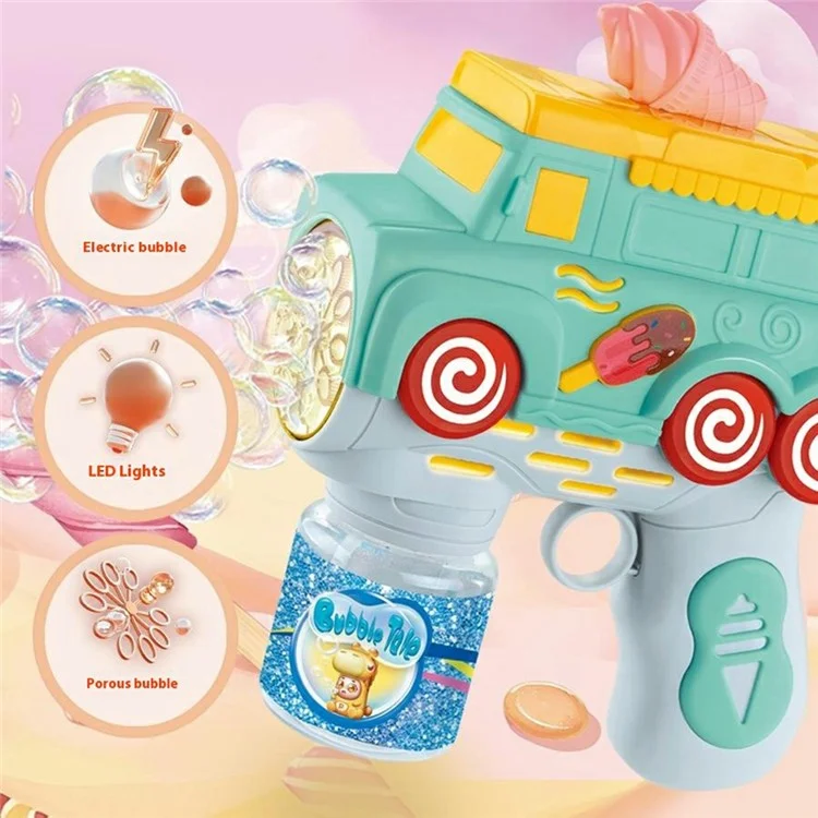 Machine à bulles 333-38 pour enfants, style Camion de glace, Pistolet à bulles automatique à main - Vert