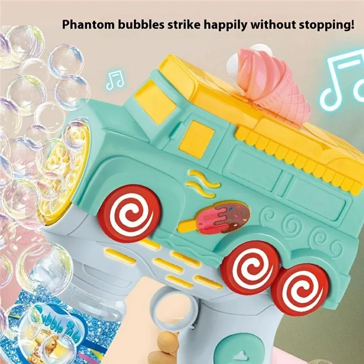 Machine à bulles 333-38 pour enfants, style Camion de glace, Pistolet à bulles automatique à main - Vert