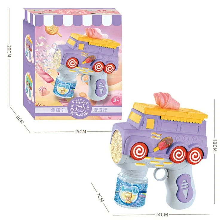 Machine à bulles 333-38 pour enfants, style Camion de glace, Pistolet à bulles automatique à main - Vert
