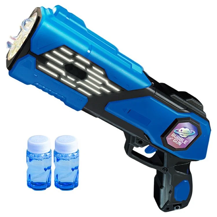 333-29 Auto Bubble Machine Toy for Kids Handheld Electric Bubble Gun Multiple Holes Colorful Bubbles with LED Lights - Blue