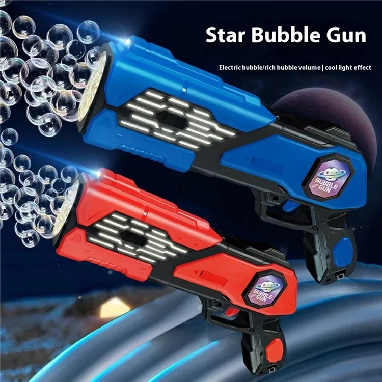 333-29 Auto Bubble Machine Toy for Kids Handheld Electric Bubble Gun Multiple Holes Colorful Bubbles with LED Lights - Blue