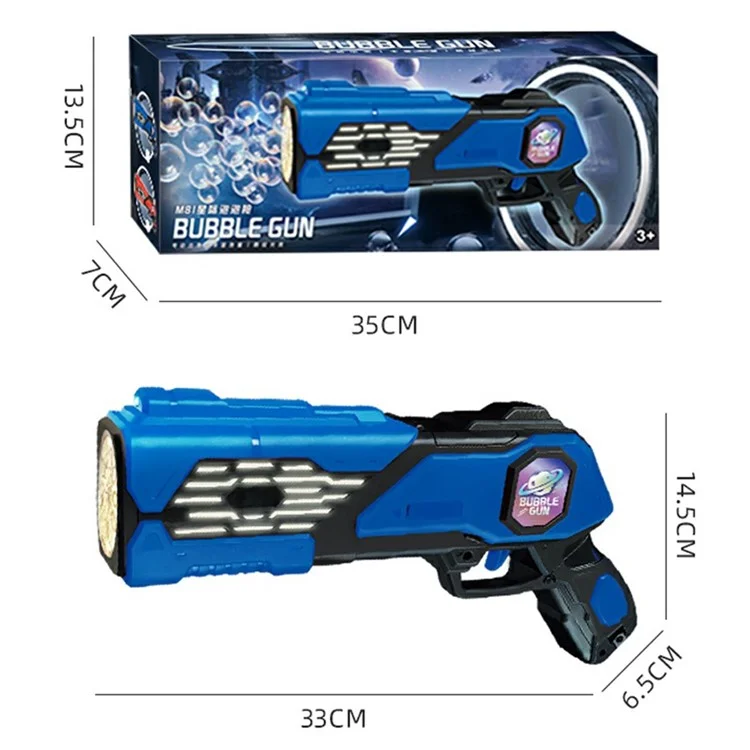 333-29 Auto Bubble Machine Toy for Kids Handheld Electric Bubble Gun Multiple Holes Colorful Bubbles with LED Lights - Blue