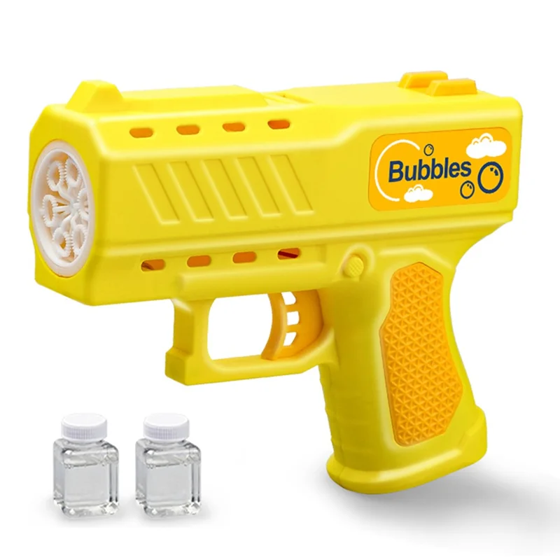 ZH828 Pistola de Burbujas Eléctrica para Niños Diversión al Aire Libre Soplador Automático de 6 Orificios Juguete Infantil de Regalo - Amarillo + Naranja