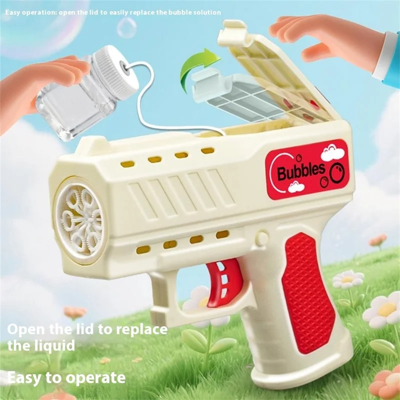 ZH828 Pistola de Burbujas Eléctrica para Niños Diversión al Aire Libre Soplador Automático de 6 Orificios Juguete Infantil de Regalo - Amarillo + Naranja