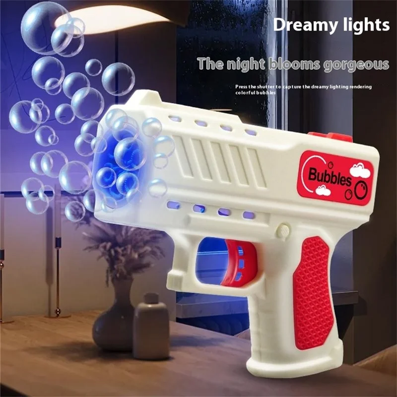 ZH828 Pistola de Burbujas Eléctrica para Niños Diversión al Aire Libre Soplador Automático de 6 Orificios Juguete Infantil de Regalo - Amarillo + Naranja