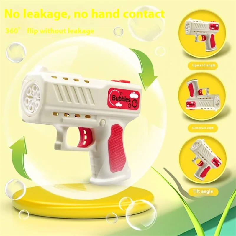 ZH828 Pistola de Burbujas Eléctrica para Niños Diversión al Aire Libre Soplador Automático de 6 Orificios Juguete Infantil de Regalo - Amarillo + Naranja