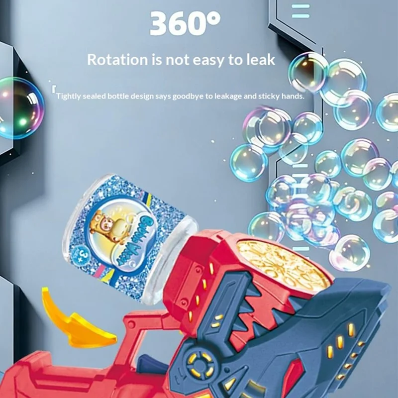 Kinder Cartoon-Hai-Blasenpistole Elektrische automatische leuchtende Blasenmaschine Outdoor-Spielzeug mit Blasenflüssigkeitflasche - Gelb / Blau