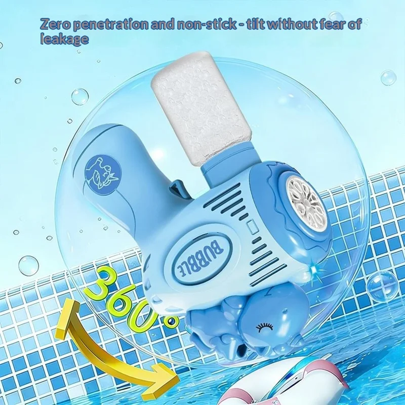 6601-60 / 61 / 65 / 66 Electric Bubble Gun Toy Automatic Handheld Multi-Hole Bubble Maker Toy with LED Light for Kids - Pink  /  Unicorn