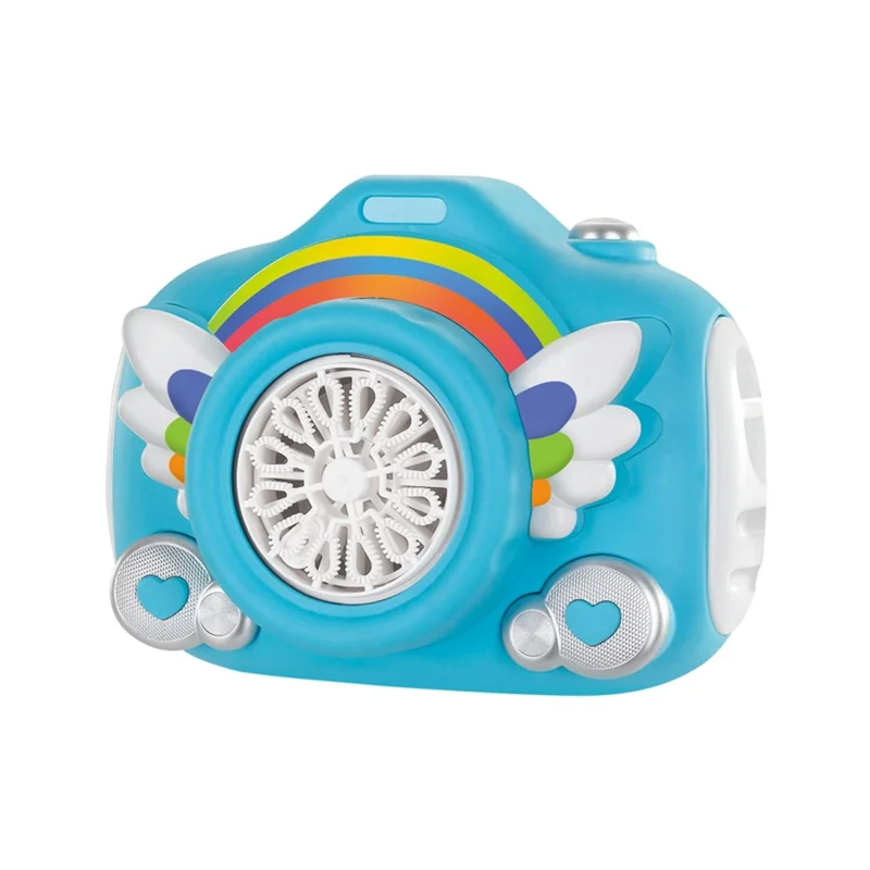 333-61 Electric Rechargeable Camera Bubble Machine Kids Camera-Shaped Bubble Maker Toy with Lights Music Effects - Blue
