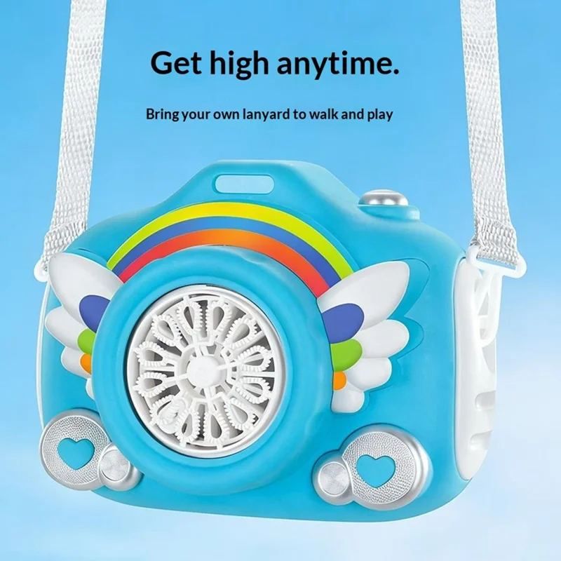 333-61 Electric Rechargeable Camera Bubble Machine Kids Camera-Shaped Bubble Maker Toy with Lights Music Effects - Blue