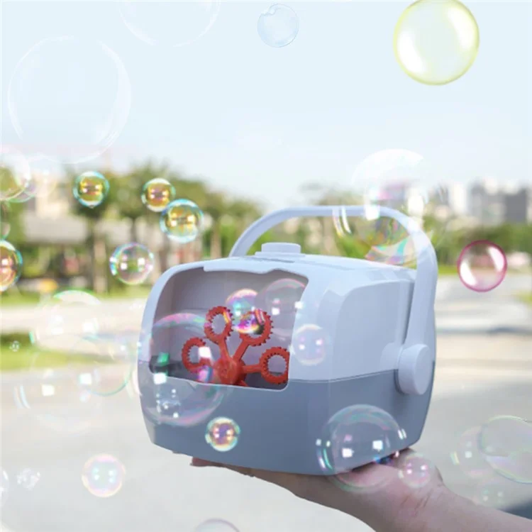 V08 Bubble Machine Automatic Bubble Blower Bubble Maker 3000+ Bubbles Per Minute Toddler Toy (Built-in Battery) - Blau / Weiß