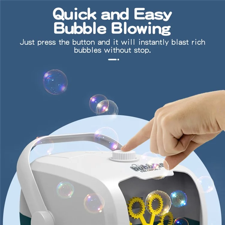 V08 Bubble Machine Automatic Bubble Blower Bubble Maker 3000+ Bubbles Per Minute Toddler Toy (Built-in Battery) - Blau / Weiß