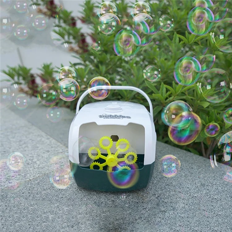 V08 Máquina de Bolhas Brinquedo Ao Ar Livre para Crianças Soprador Automático de Bolhas para Festas, Casamentos, Presentes de Aniversário (sem Bateria) - Azul / Branco 