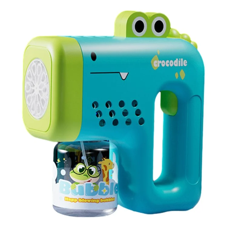 Bubble Gun Machine with Bubble Refill Solution Automatic Bubble Maker for Toddlers Outdoor Bubble Blower Toy - Blue Crocodile