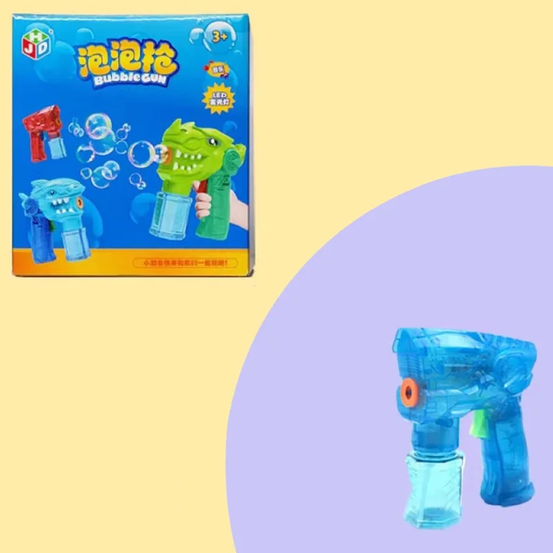 Cartoon Electric Bubble Gun Kids Toy Soap Bubbles Generator with Light - Space / Transparent Blue