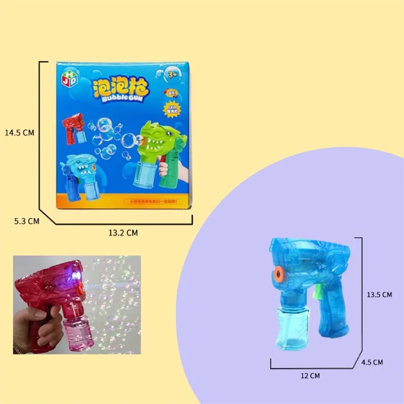 Cartoon Electric Bubble Gun Kids Toy Soap Bubbles Generator with Light - Space / Transparent Blue