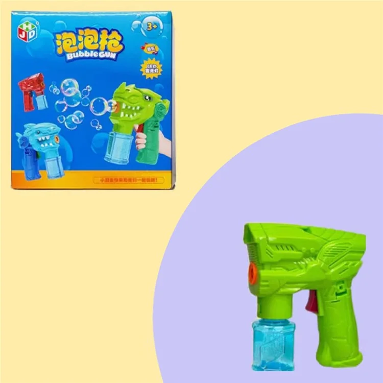 Cartoon Electric Bubble Gun Kids Toy Soap Bubbles Generator with Light - Space / Green