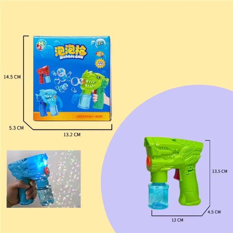 Cartoon Electric Bubble Gun Kids Toy Soap Bubbles Generator with Light - Space / Green