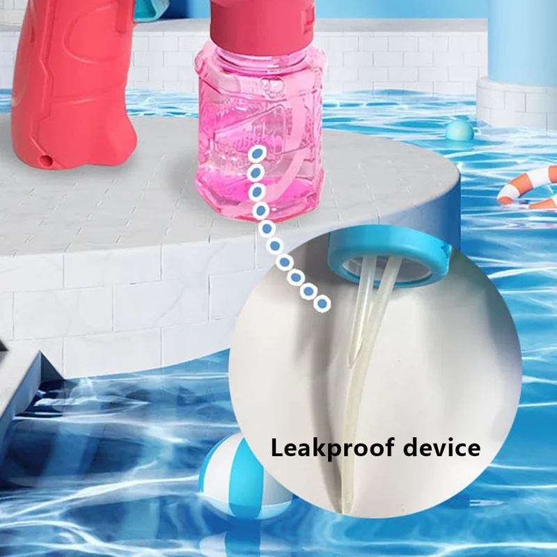 Children Leak-proof Bubble Blower Kids Toy Bubble Gun with 40ml Bubble Liquid - Solid Space / Red