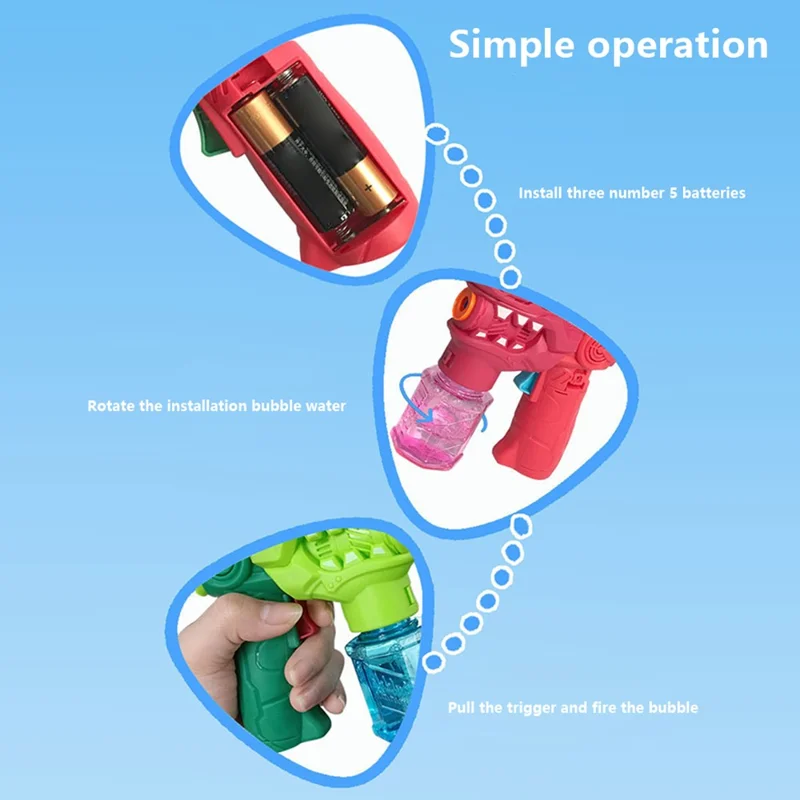 Children Leak-proof Bubble Blower Kids Toy Bubble Gun with 40ml Bubble Liquid - Solid Space / Red