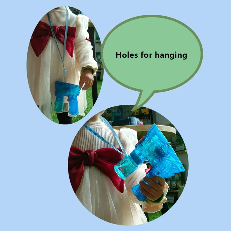 Bubble Gun for Children Leak-proof Bubble Blower Kids Toy with Light and Music - Dinosaur / Blue
