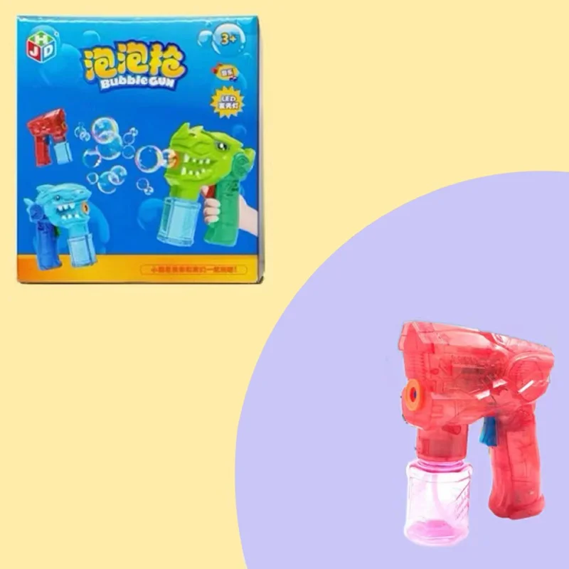 Bubble Gun for Children Leak-proof Bubble Blower Kids Toy with Light and Music - Transparent Space / Red