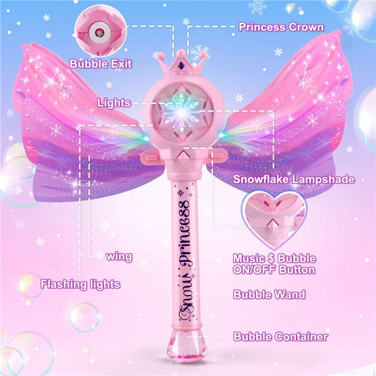 Princess Magic Wand Bubble Machine Kids Girls Soap Bubbles Generator Toy