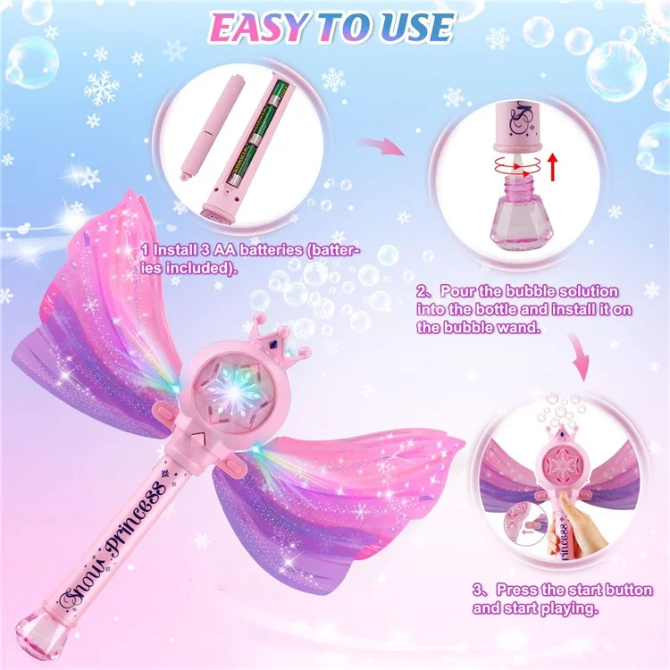 Princess Magic Wand Bubble Machine Kids Girls Soap Bubbles Generator Toy