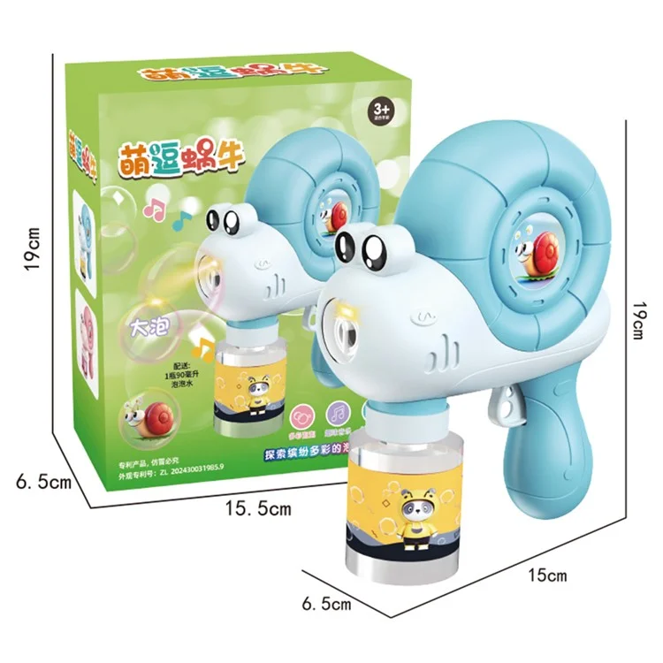 6330 Máquina de Bolhas de Caracol para Crianças - Soprador de Bolhas Portátil com Luz e Música - Azul