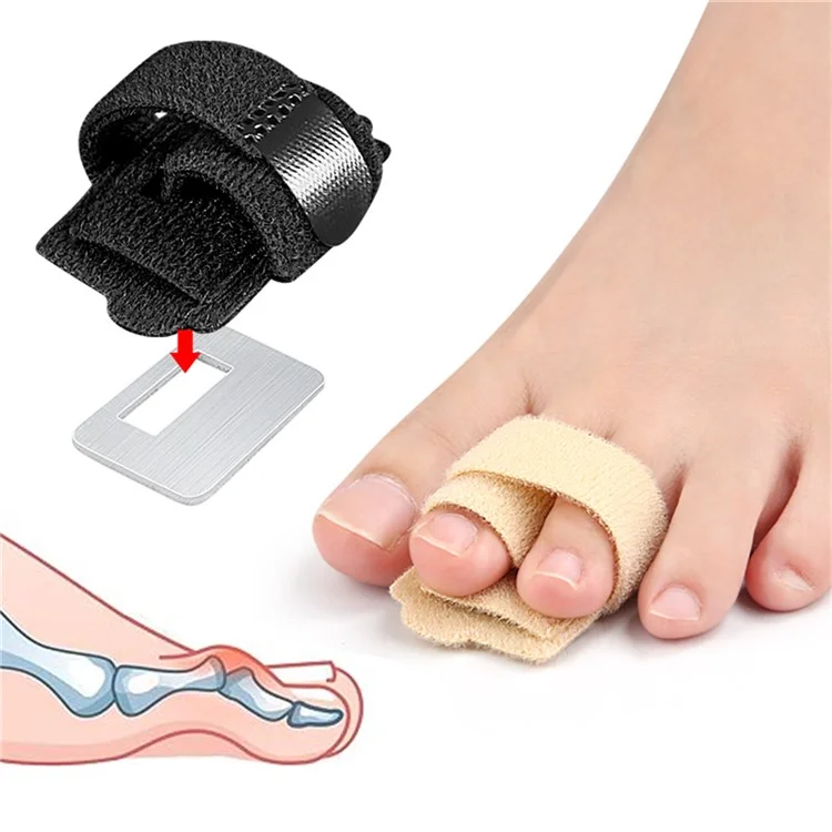 011 1 Pièce Séparateur d'Orteils Correcteur d'Hallux Valgus Écarteur d'Orteils Redresseur avec Plaque en Aluminium Intégrée - Noir